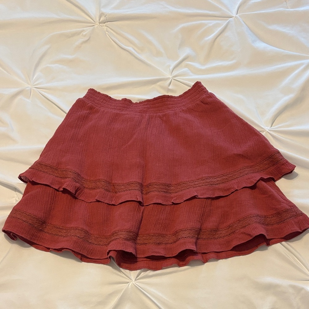 Show Me Your MuMu Ruffled Skirt in Deep Red